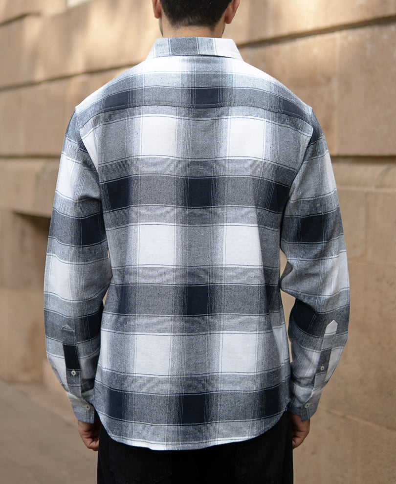 Navy Flannel Checks Shirt