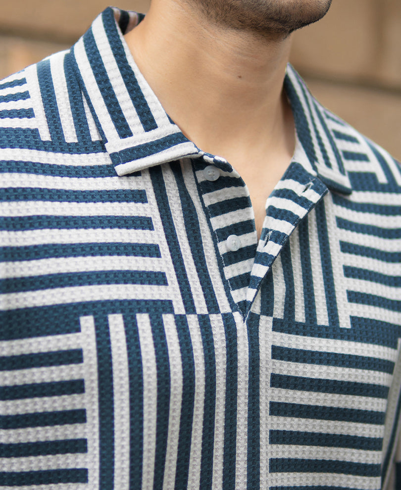 Blue Geometric Printed T-Shirt