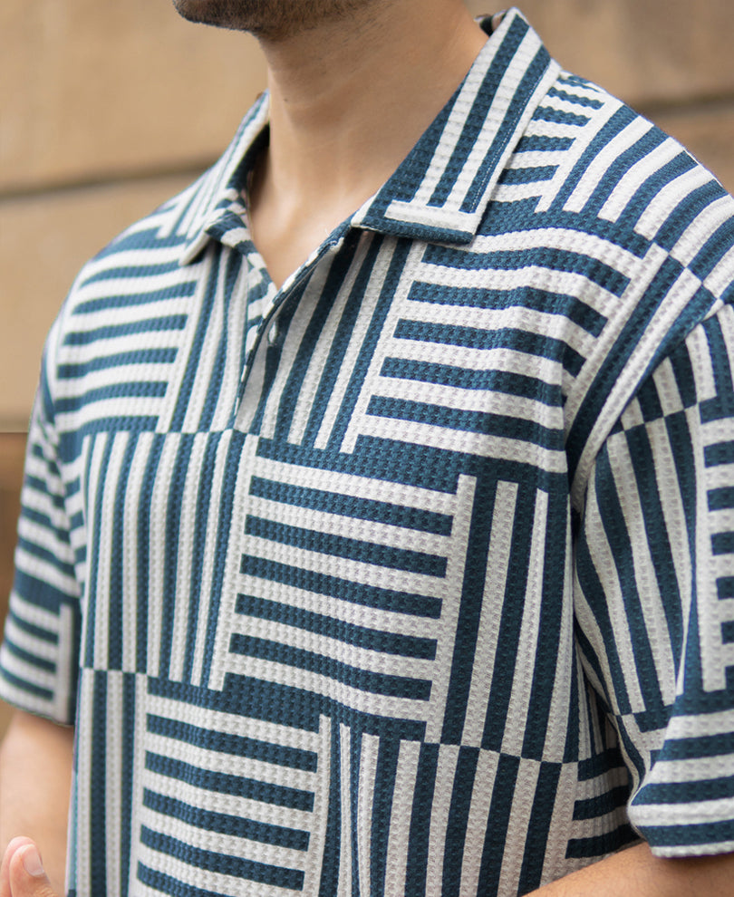 Blue Geometric Printed T-Shirt