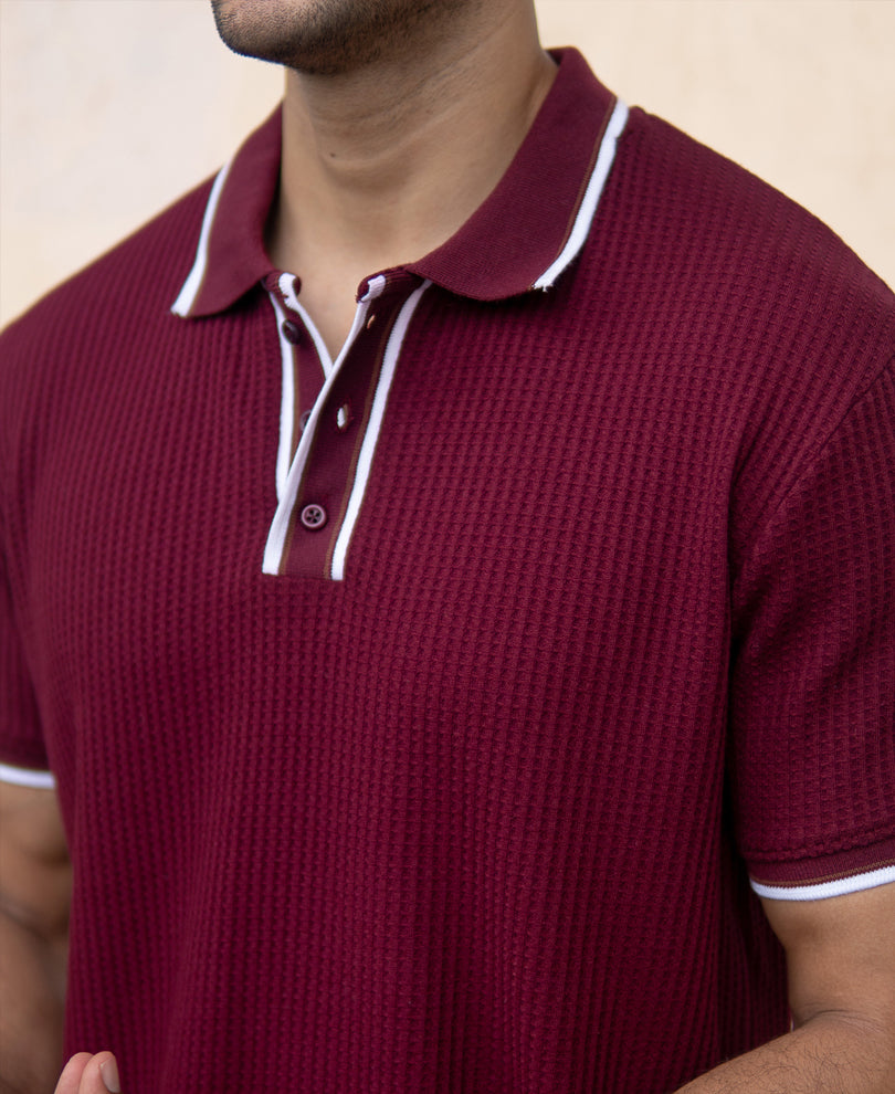 Wine Structured Polo T-Shirt