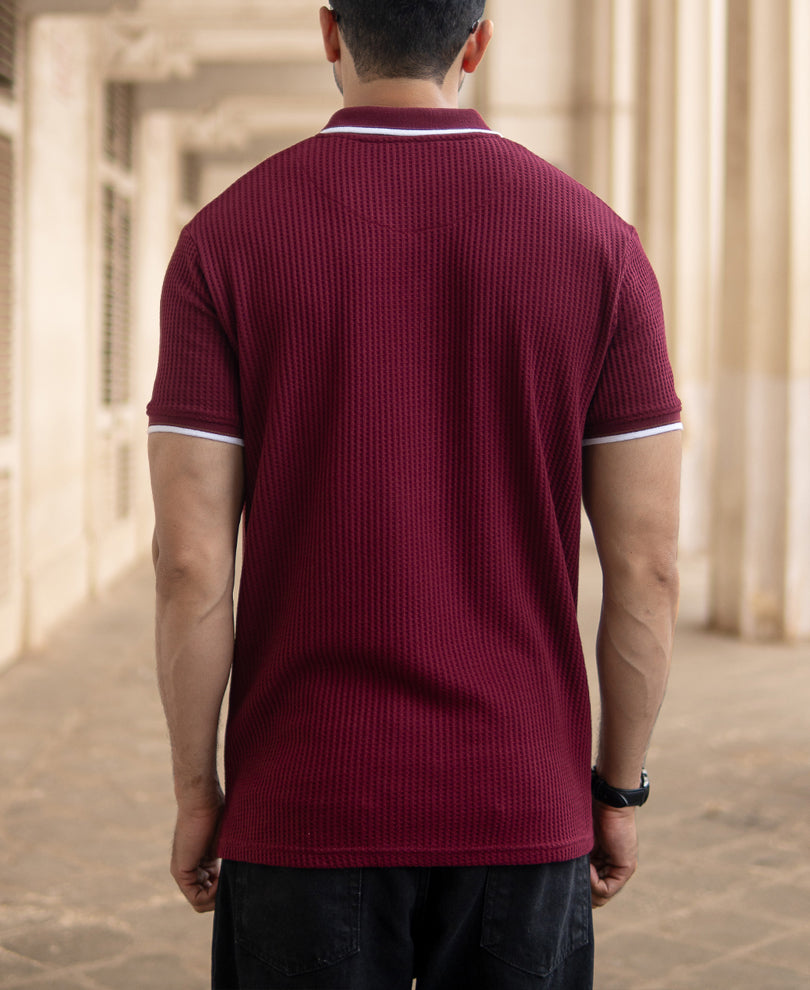 Wine Structured Polo T-Shirt