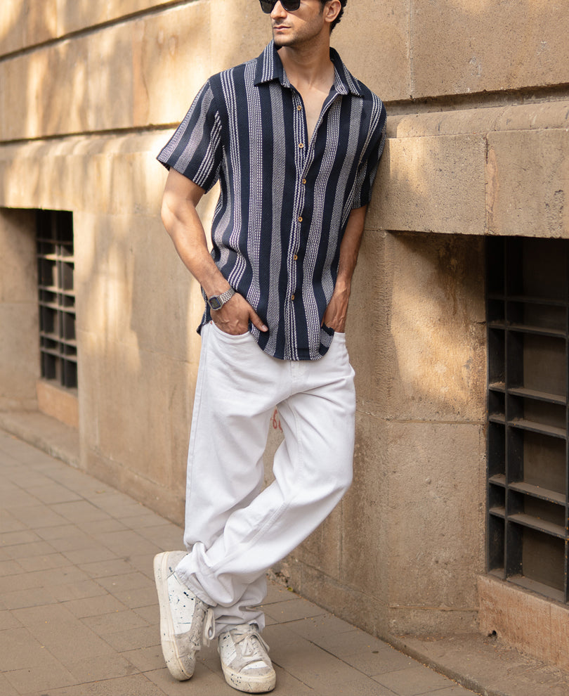 Navy Structured Stripe Shirt