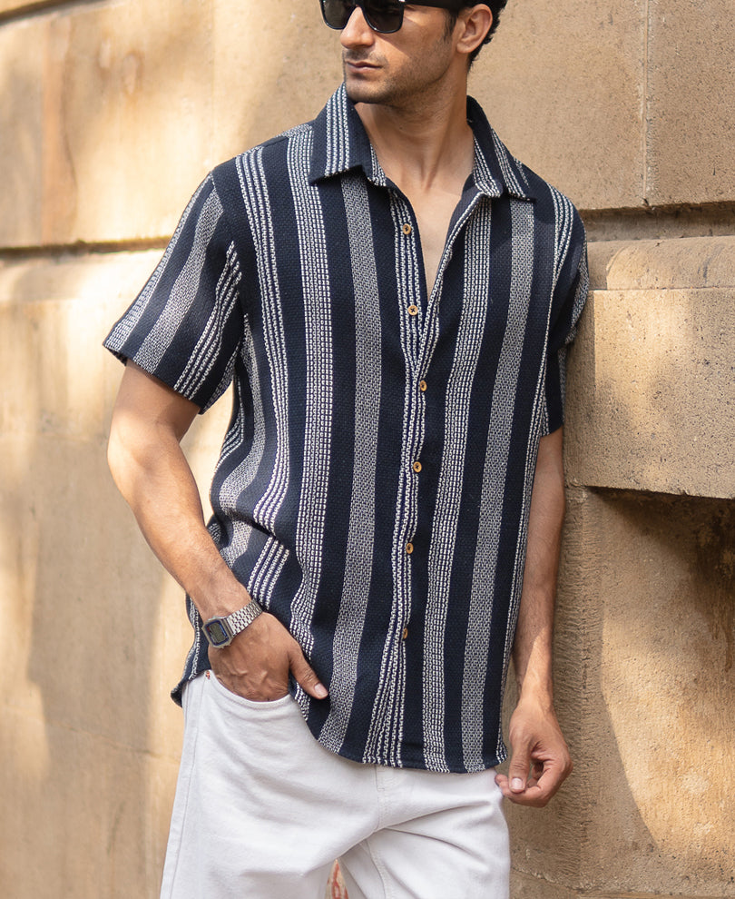Navy Structured Stripe Shirt