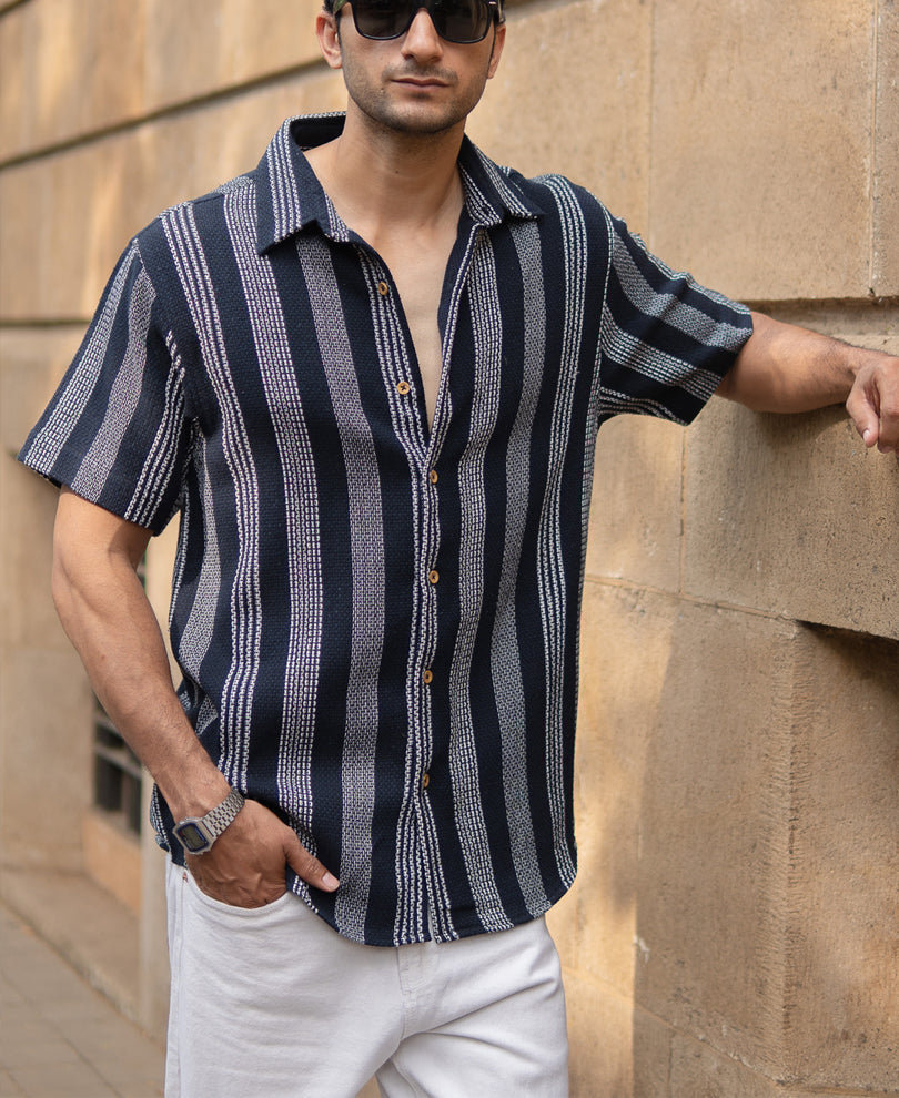 Navy Structured Stripe Shirt
