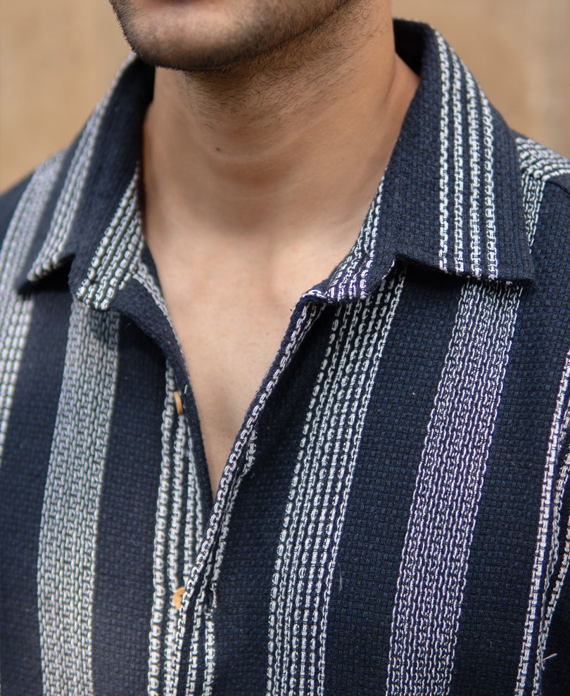 Navy Structured Stripe Shirt