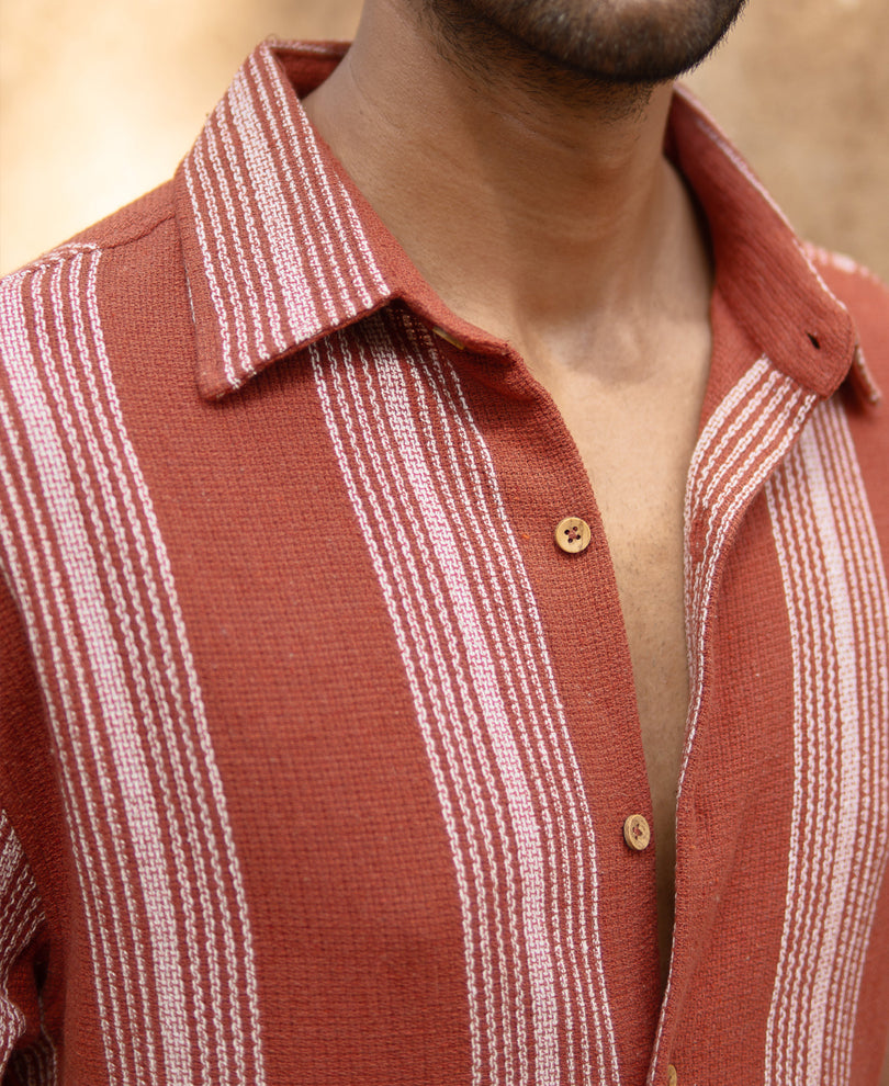 Rust Structured Stripe Shirt