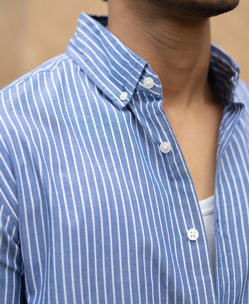 Blue Lightweight Striped Shirt