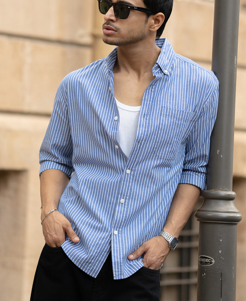 Blue Lightweight Striped Shirt