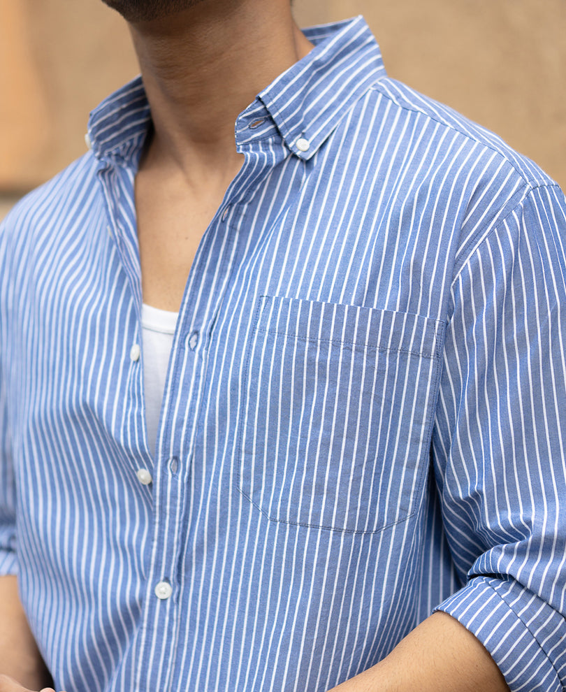 Blue Lightweight Striped Shirt