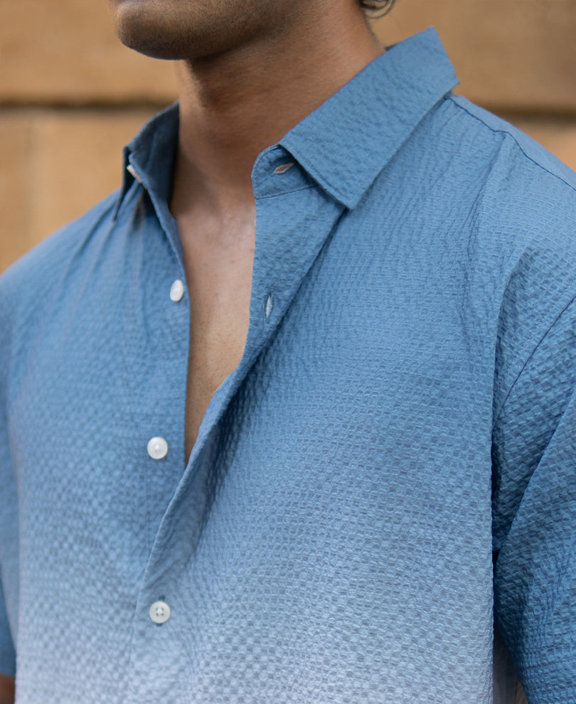 Blue Ombre Structred Shirt