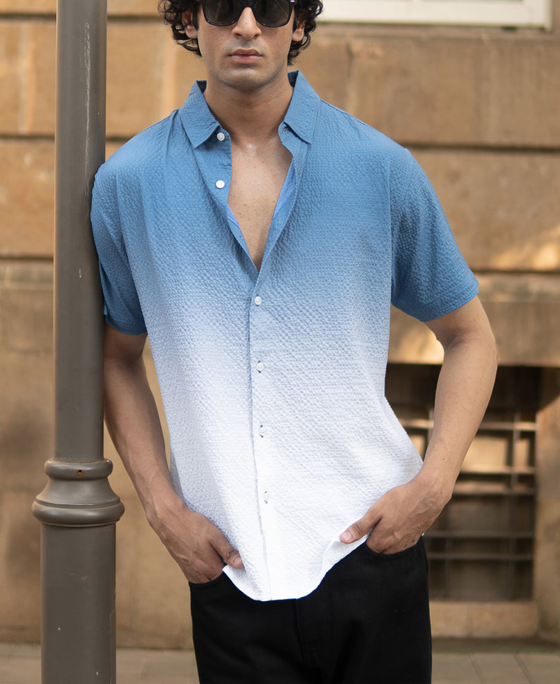 Blue Ombre Structred Shirt