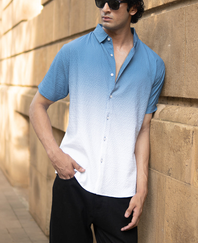 Blue Ombre Structred Shirt