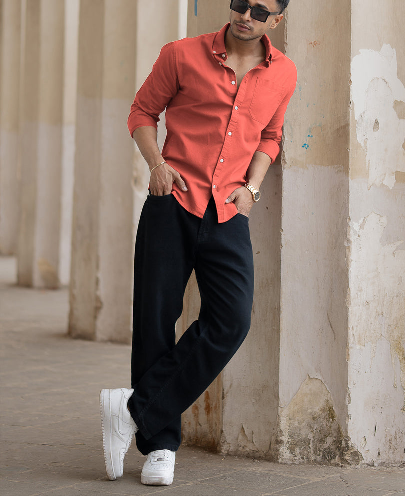 Orange Rust Cotton Oxford Shirt