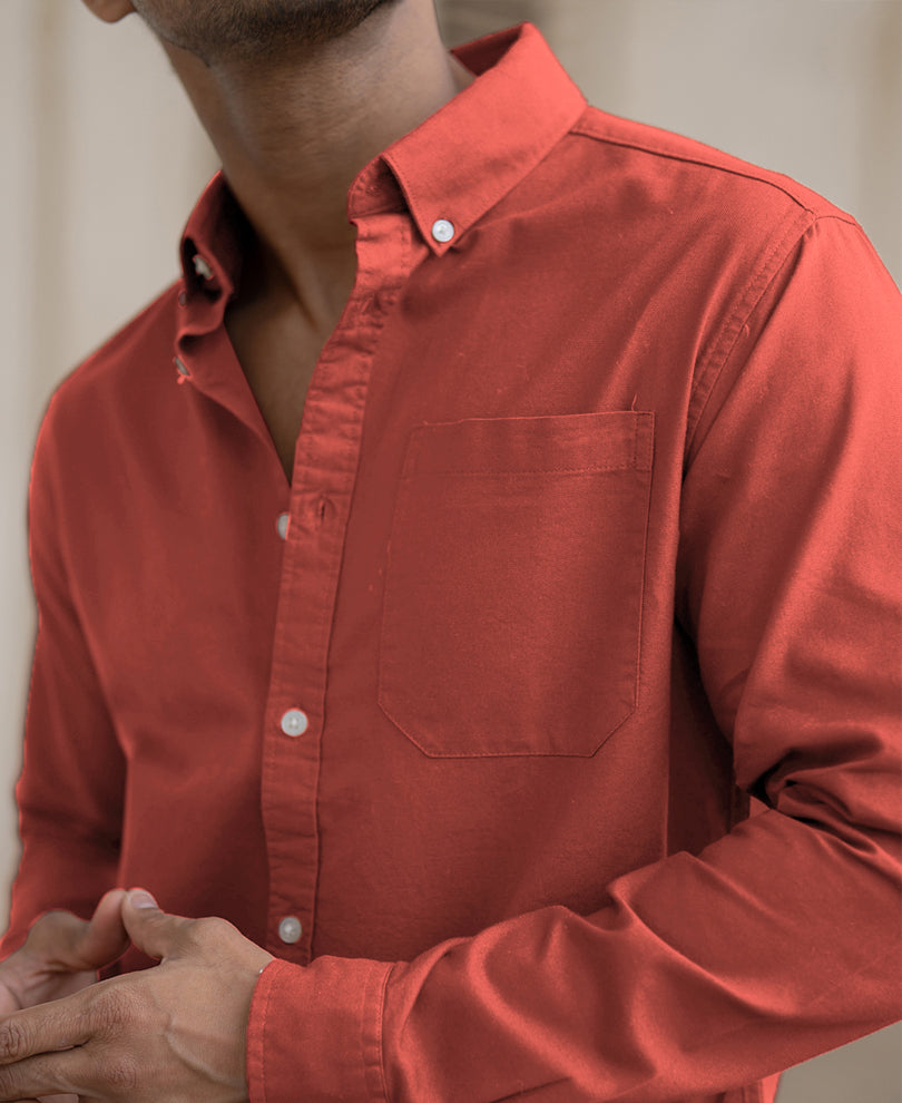 Orange Rust Cotton Oxford Shirt