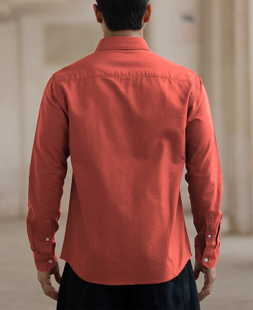 Orange Rust Cotton Oxford Shirt