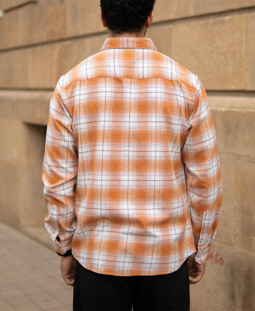 Mustard Knitted Checks Shirt