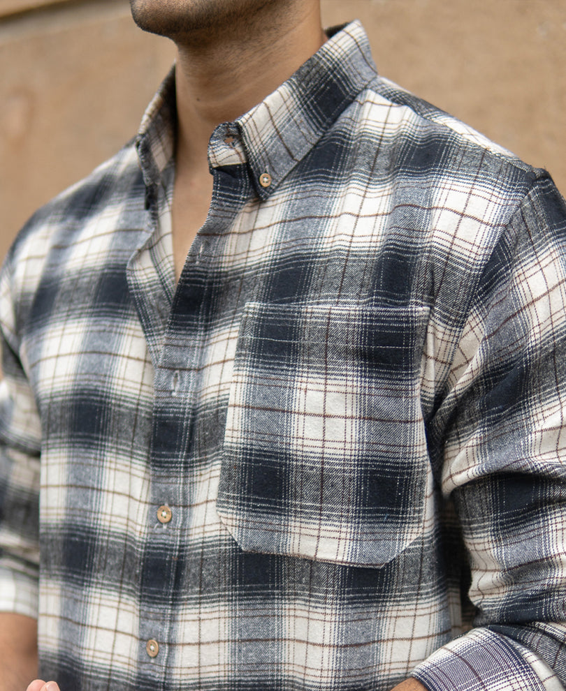 Blue Brushed Checks Shirt