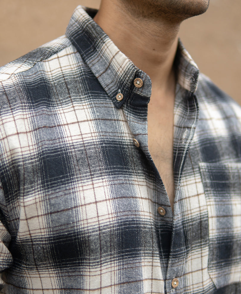 Blue Brushed Checks Shirt