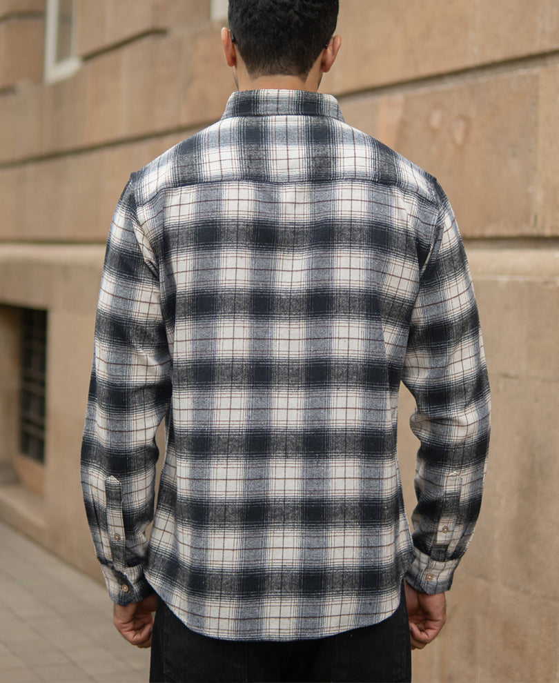 Blue Brushed Checks Shirt