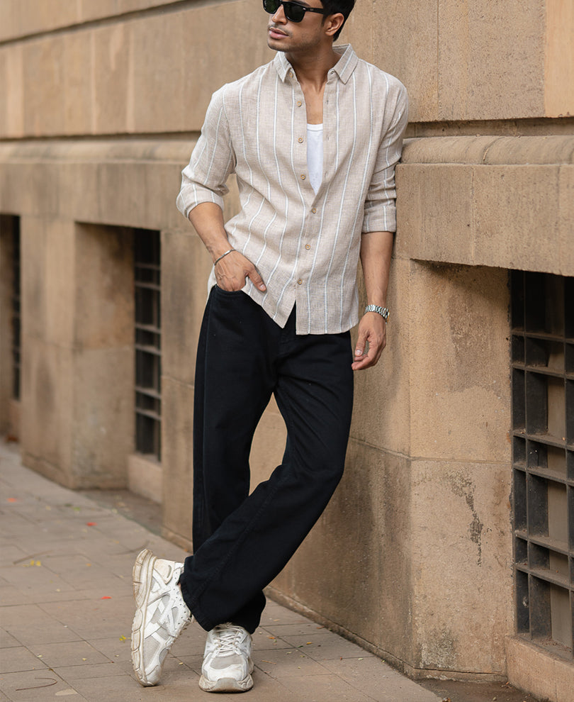 Beige Lightweight Stripe Shirt