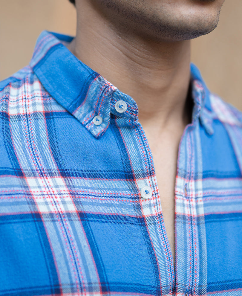 Blue Brushed Full Sleeves Checks Shirt