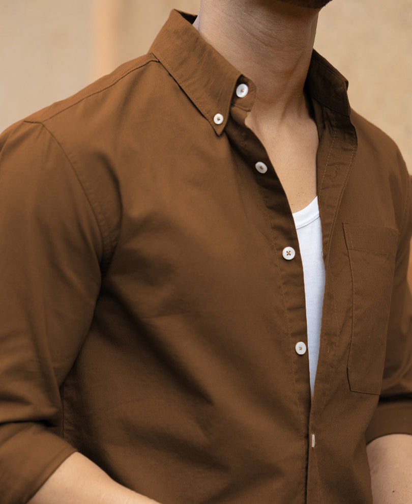 Toffee Brown Lightweight Oxford Shirt