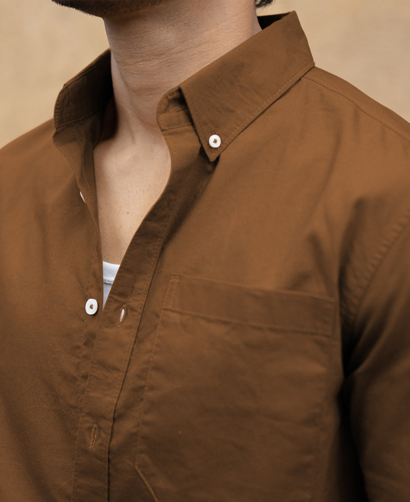 Toffee Brown Lightweight Oxford Shirt