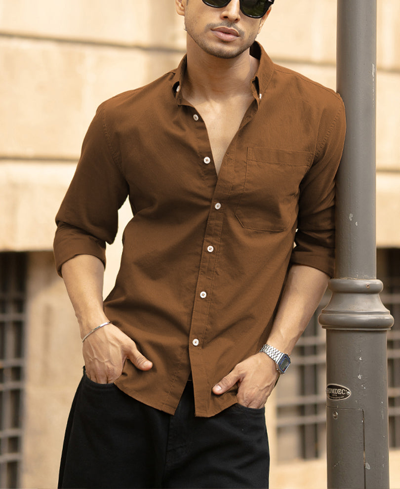 Toffee Brown Lightweight Oxford Shirt