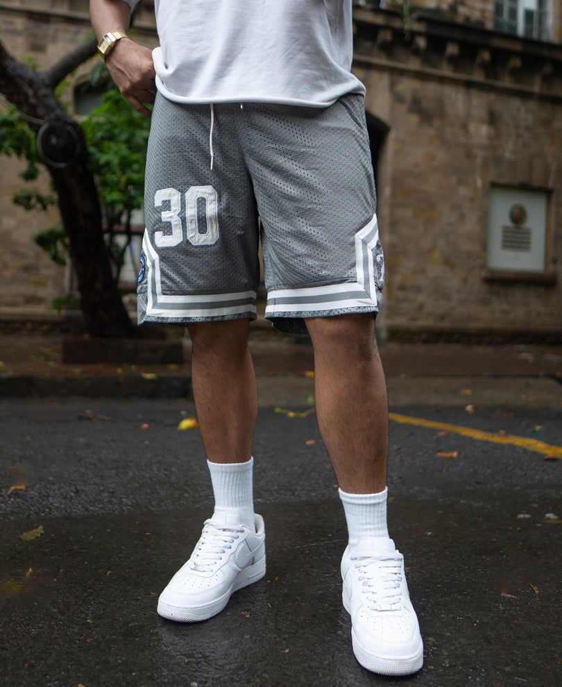 Grey Mesh Jersey Shorts