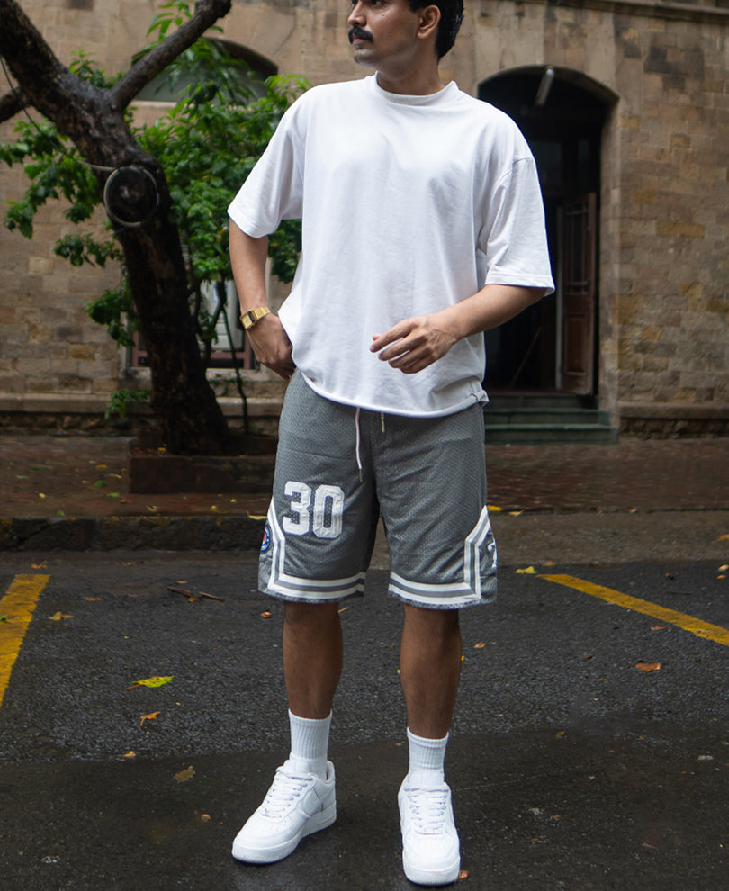 Grey Mesh Jersey Shorts
