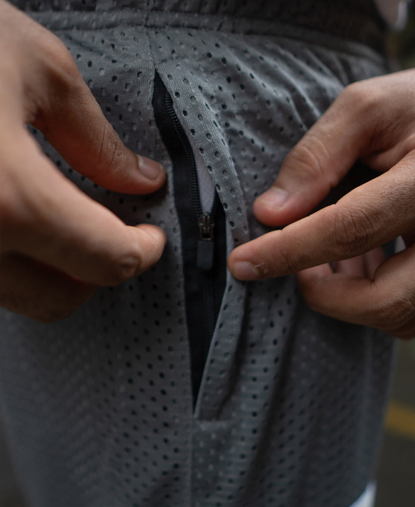 Grey Mesh Jersey Shorts
