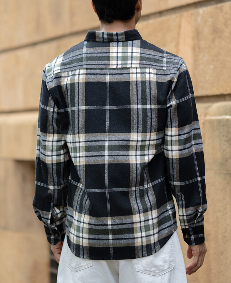 Black Macro Checks Button Down Shirt