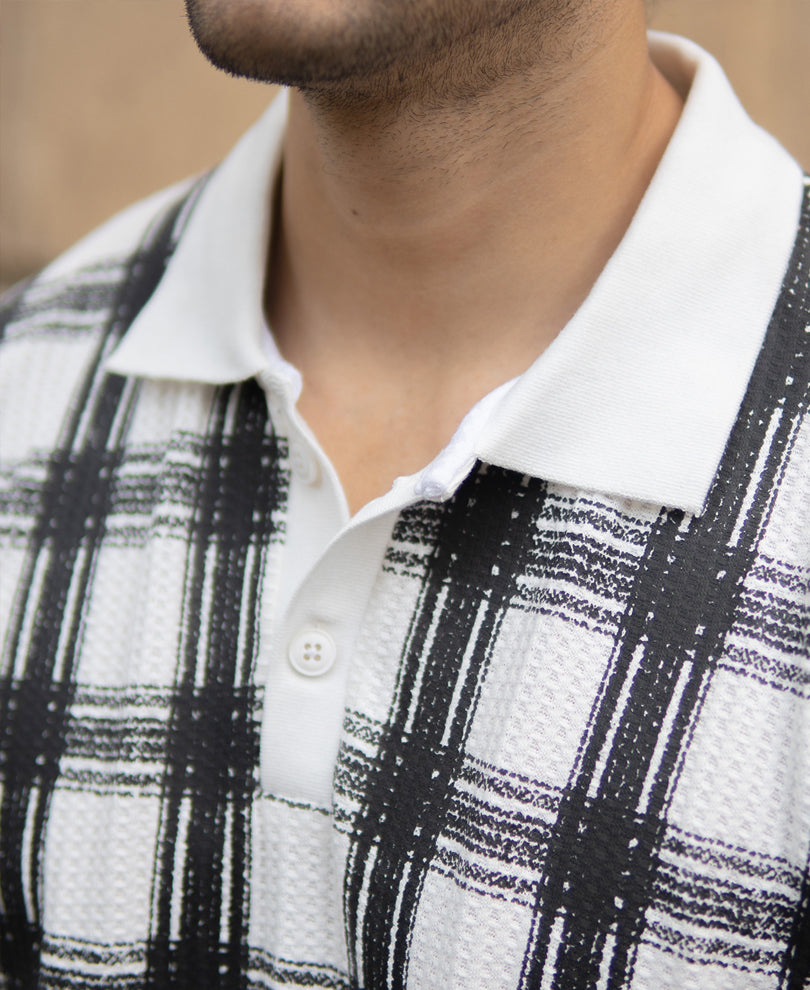 Black And White Printed Checks T-Shirt