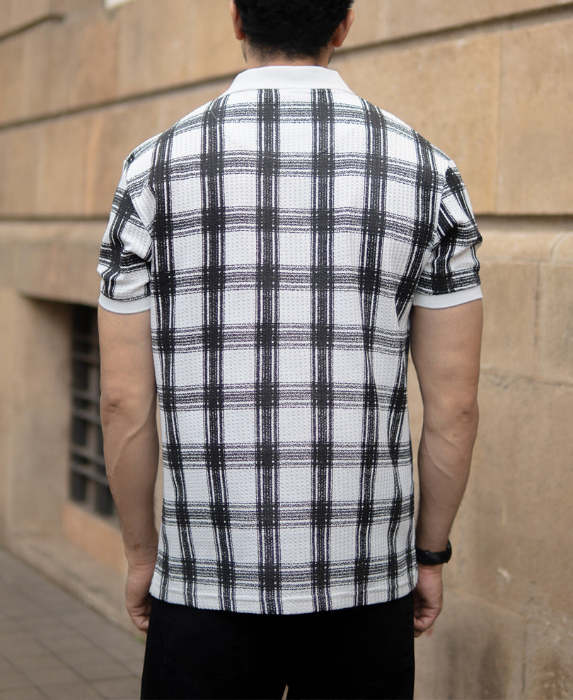 Black And White Printed Checks T-Shirt