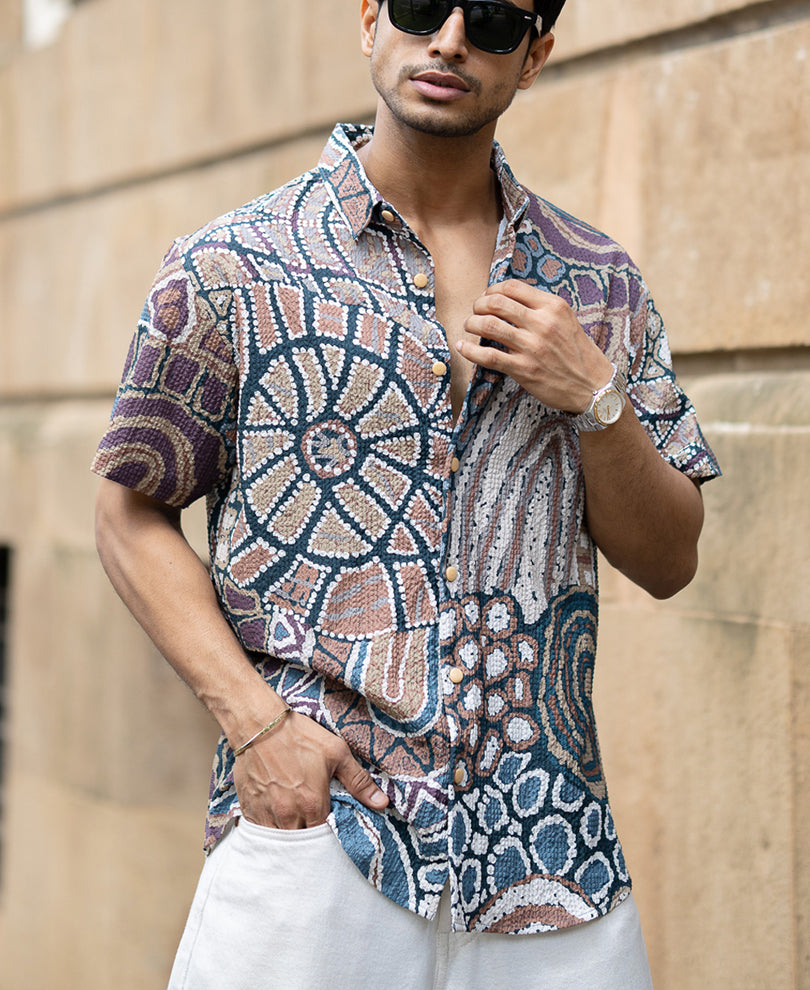 Multicolour Abstract Structured Print Shirt