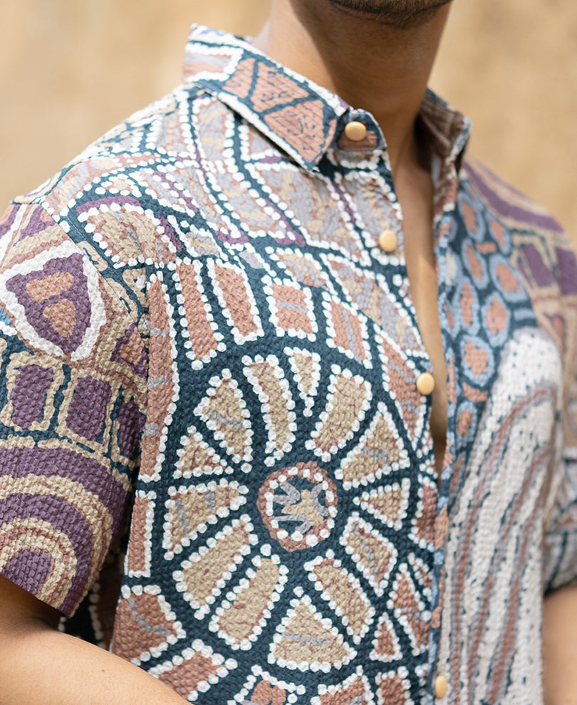 Multicolour Abstract Structured Print Shirt