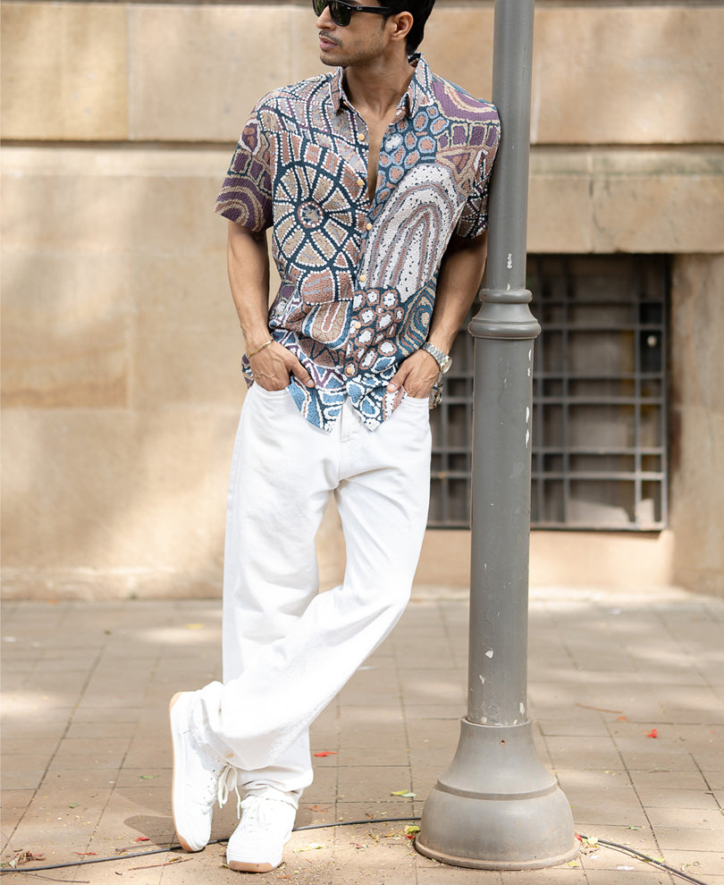 Multicolour Abstract Structured Print Shirt