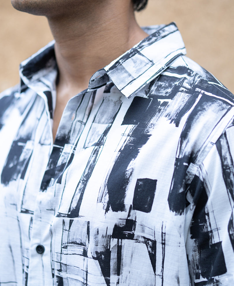 Black And White Light Weight Printed Shirt