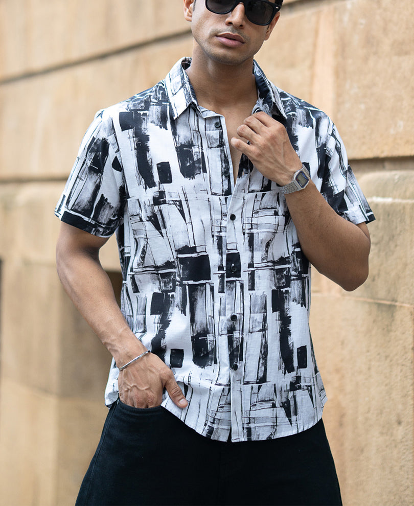 Black And White Light Weight Printed Shirt
