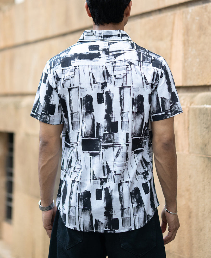 Black And White Light Weight Printed Shirt