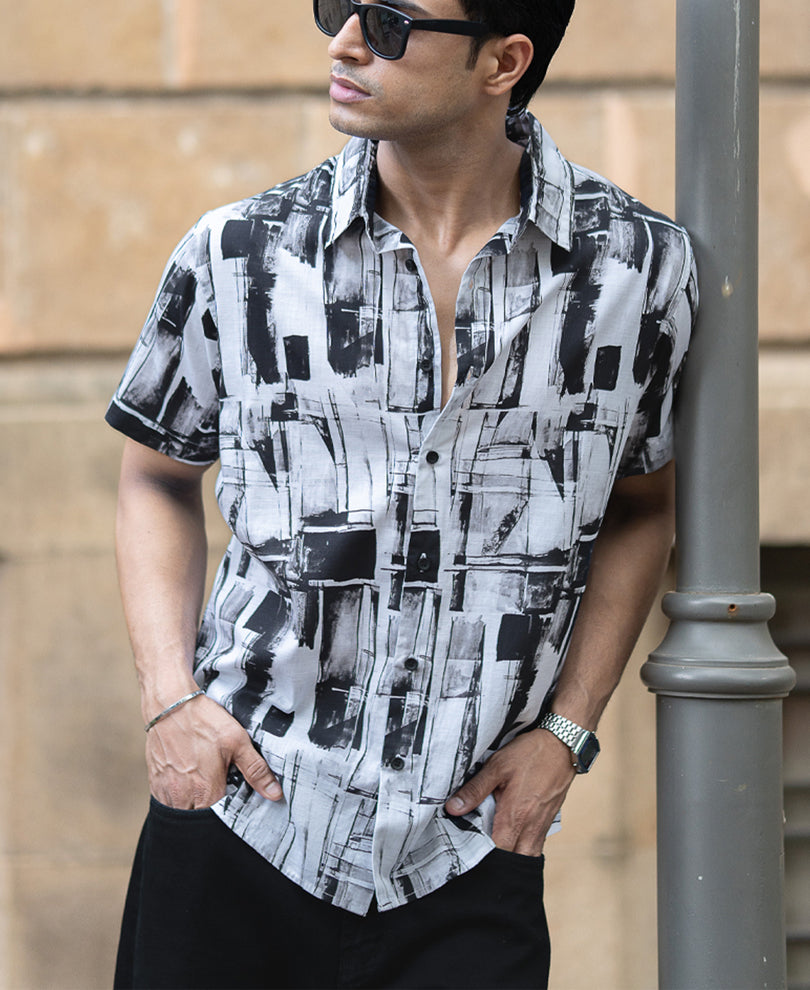 Black And White Light Weight Printed Shirt