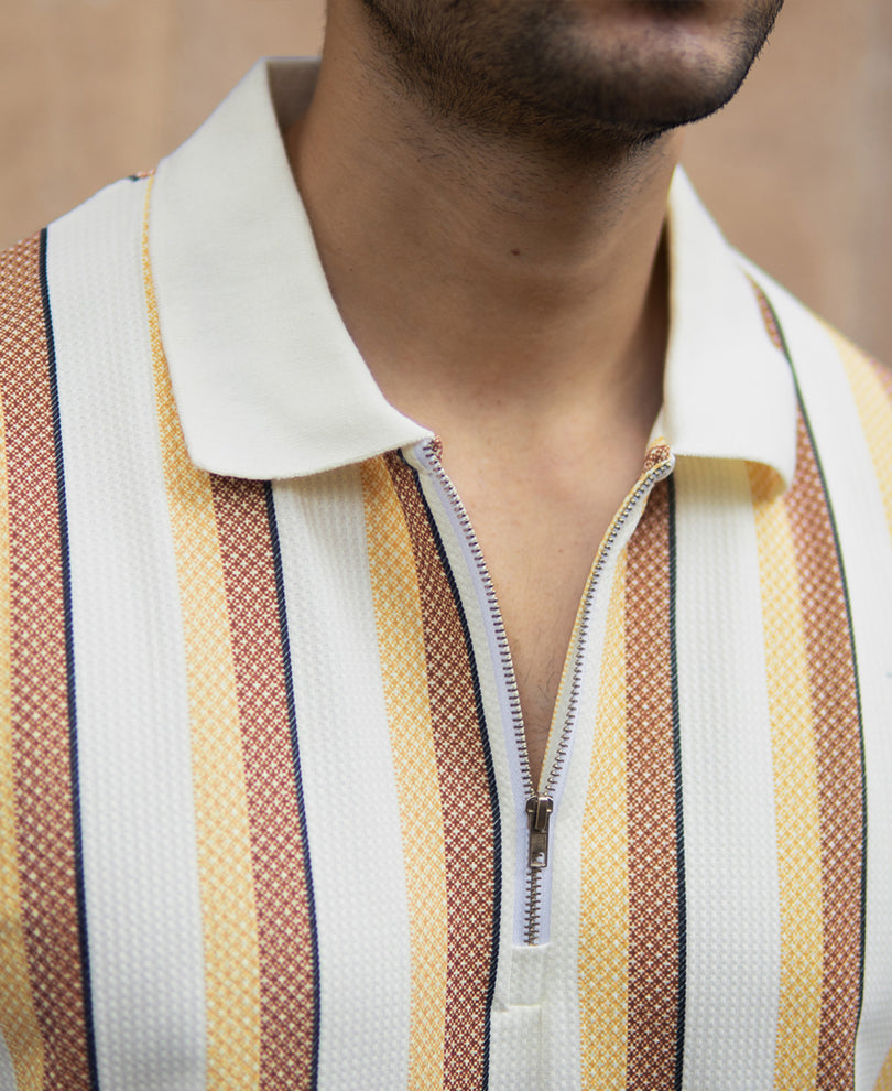 Mustard Printed Stripe T-Shirt