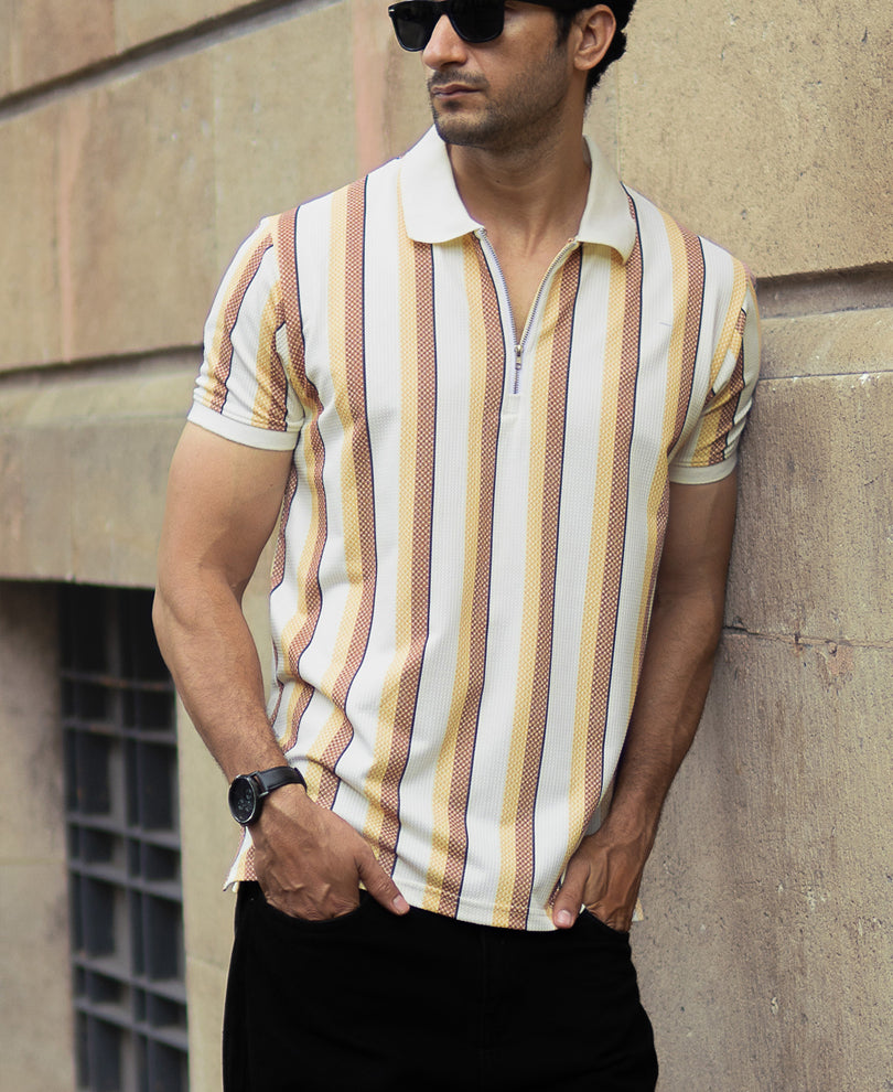 Mustard Printed Stripe T-Shirt