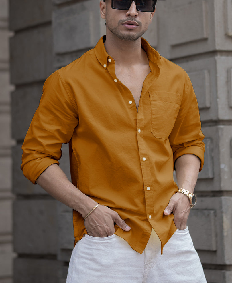 Mustard Cotton Oxford Shirt