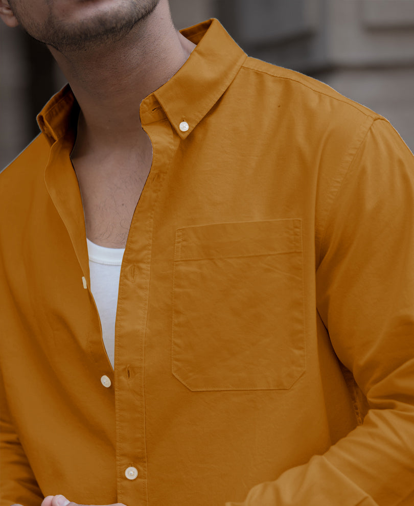 Mustard Cotton Oxford Shirt