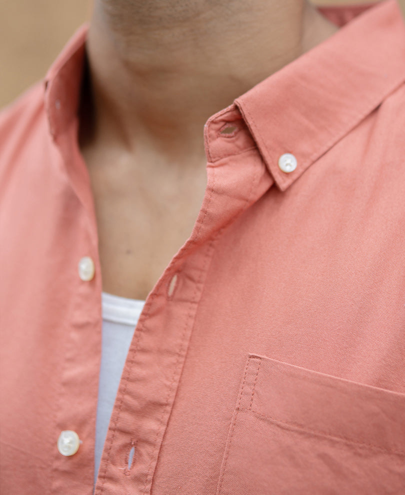 Dark Peach Cotton Oxford Shirt