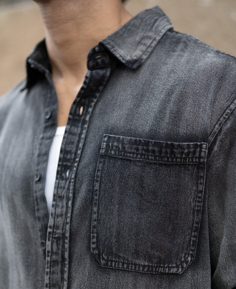 Black Sprayed Denim Shirt