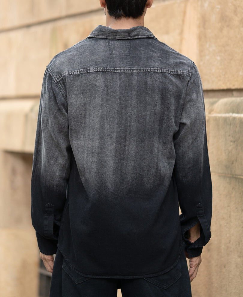 Black Sprayed Denim Shirt