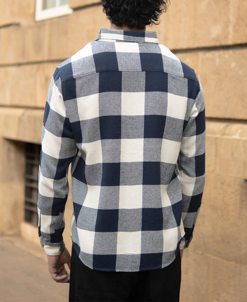 Navy Checks Shirt With Pocket
