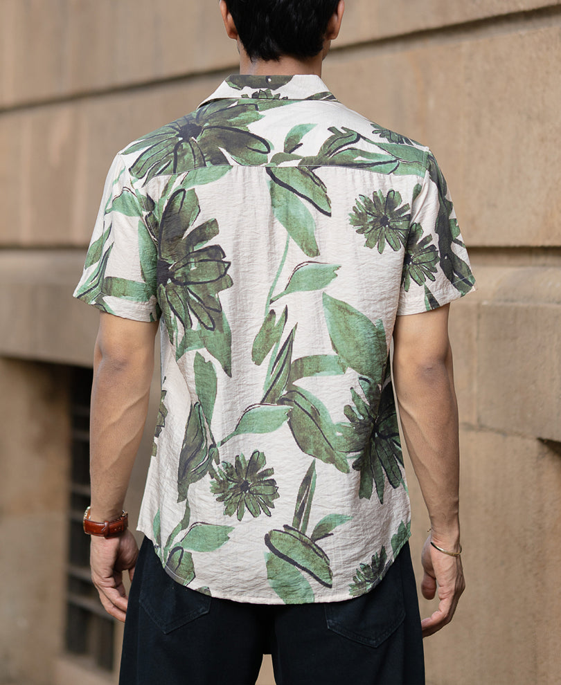 Beige Floral Print Shirt